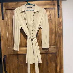 ZARA LONG SLEEVE BUTTON UP SHIRT DRESS